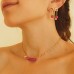 Safety Pin Earrings (Pink Agate)