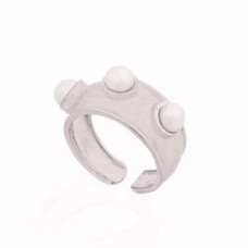 Croissant Pearl Ring (Silver)